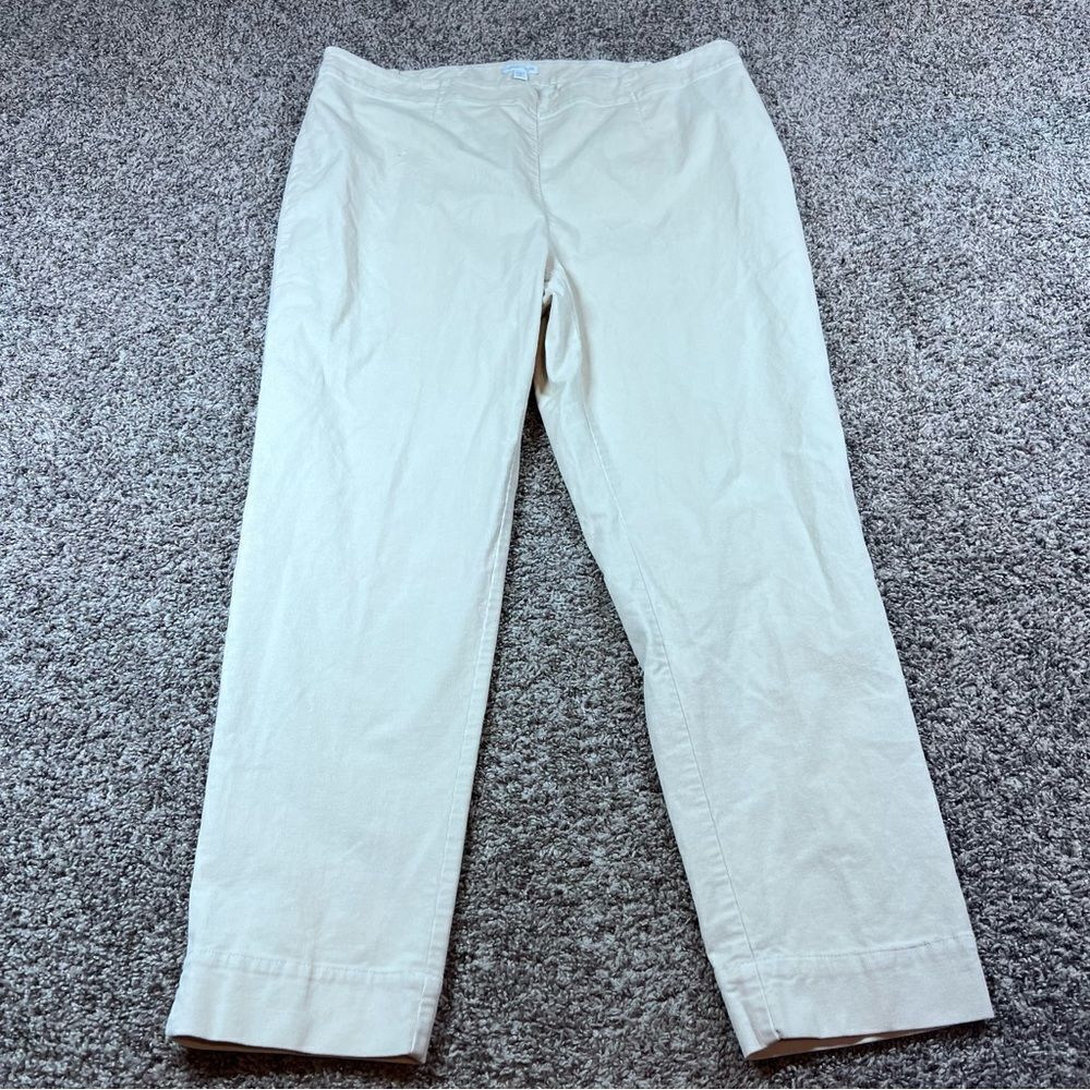 J Jill Pants Womens Cream Corduroy Stretch Waist Straight Leg Mid Rise Size 18